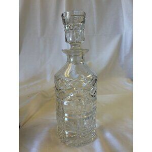 Vintage Cut Crystal Glass Decanter With Stopper 10.5" Tall Elegant Barware Home